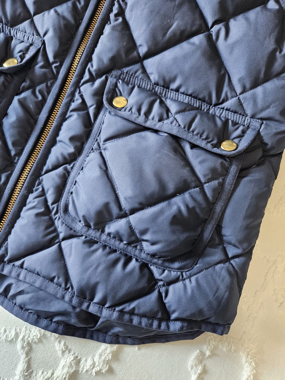 J. Crew Quilted Navy Blue Vest with Gold Buttons - Picture 5 of 5
